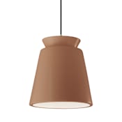Justice Design Group Radiance 14" Wide Pendant with Black Cord Adobe / Antique Brass