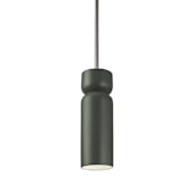 Justice Design Group Radiance 4" Wide LED Mini Pendant with Pewter Green Ceramic Shade Brushed Nickel