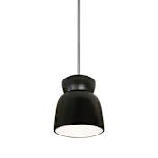 Justice Design Group Radiance 8" Wide Mini Pendant with a Ceramic Carbon Matte Black Shade Brushed Nickel