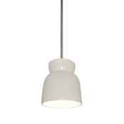 Justice Design Group Radiance 8" Wide Mini Pendant with a Ceramic Gloss White Shade Brushed Nickel