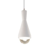 Justice Design Group Radiance 5" Wide LED Mini Pendant with a Ceramic Bisque Shade Brushed Nickel