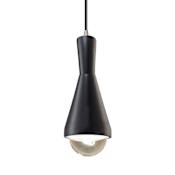 Justice Design Group Radiance 5" Wide Mini Pendant with a Ceramic Carbon Matte Black Shade Brushed Nickel