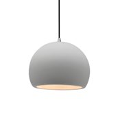 Justice Design Group Radiance 7" Wide Mini Pendant with a Ceramic Bisque Shade Brushed Nickel