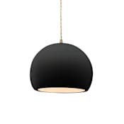 Justice Design Group Radiance 7" Wide Mini Pendant with Twisted Beige Cord and Carbon Matte Black Shade Antique Brass / Carbon Matte Black