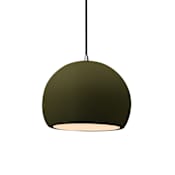 Justice Design Group Radiance 7" Wide LED Mini Pendant with a Ceramic Matte Green Shade Brushed Nickel