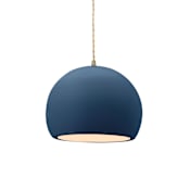 Justice Design Group Radiance 7" Wide LED Mini Pendant with Twisted Beige Cord and Midnight Sky Shade Antique Brass / Midnight Sky