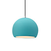 Justice Design Group Radiance 7" Wide LED Mini Pendant with a Ceramic Reflecting Pool Shade Brushed Nickel