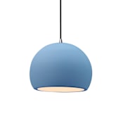 Justice Design Group Radiance 7" Wide Mini Pendant with a Ceramic Sky Blue Shade Brushed Nickel