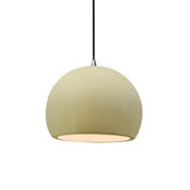 Justice Design Group Radiance 7" Wide Mini Pendant with a Ceramic Vanilla Gloss Shade Brushed Nickel