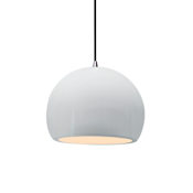 Justice Design Group Radiance 7" Wide LED Mini Pendant with a Ceramic Gloss White Shade Brushed Nickel