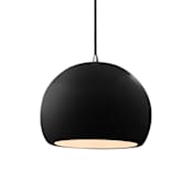 Justice Design Group Radiance 10" Wide LED Pendant with a Ceramic Gloss Black and White Shade Brushed Nickel