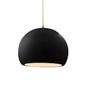 Justice Design Group Radiance 10" Wide Pendant with a Ceramic Gloss Black Shade Antique Brass