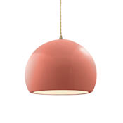 Justice Design Group Radiance 10" Wide LED Pendant with a Ceramic Gloss Blush Shade Antique Brass