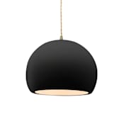 Justice Design Group Radiance 10" Wide LED Pendant with a Ceramic Carbon Matte Black Shade Antique Brass