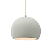 Justice Design Group Radiance 10" Wide Pendant with a Ceramic Matte White Shade Antique Brass