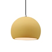 Justice Design Group Radiance 10" Wide LED Pendant with a Ceramic Muted Yellow Shade Brushed Nickel