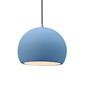 Justice Design Group Radiance 10" Wide Pendant with a Ceramic Sky Blue Shade Brushed Nickel