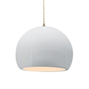 Justice Design Group Radiance 12" Wide Pendant with a Ceramic Gloss White Shade Antique Brass
