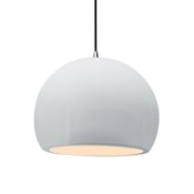 Justice Design Group Radiance 12" Wide Pendant with a Ceramic Gloss White Shade Brushed Nickel