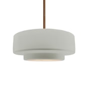 Justice Design Group Radiance Collection - Tier 15" Wide Pendant with Bisque Shade Brushed Brass