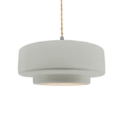 Justice Design Group Radiance Collection - Tier 15" Wide Pendant with Twisted Beige Cord and Bisque Shade Brushed Nickel