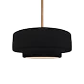 Justice Design Group Radiance Collection - Tier 15" Wide Pendant with Gloss Black with Matte White Interior Shade Brushed Brass