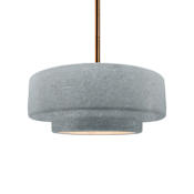 Justice Design Group Radiance Collection - Tier 15" Wide Pendant with Concrete Shade Brushed Brass