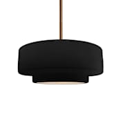 Justice Design Group Radiance Collection - Tier 15" Wide Pendant with Carbon Matte Black Shade Brushed Brass