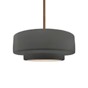Justice Design Group Radiance Collection - Tier 15" Wide Pendant with Gloss Grey Shade Brushed Brass