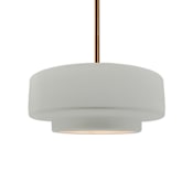 Justice Design Group Radiance Collection - Tier 15" Wide Pendant with Matte White Shade Brushed Brass