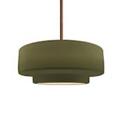Justice Design Group Radiance Collection - Tier 15" Wide Pendant with Matte Green Shade Brushed Brass