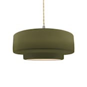 Justice Design Group Radiance 15" Wide Pendant with a Ceramic Matte Green Shade Brushed Nickel