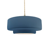 Justice Design Group Radiance Collection - Tier 15" Wide Pendant with Twisted Beige Cord and Midnight Sky Shade Brushed Brass