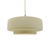 Justice Design Group Radiance Collection - Tier 15" Wide LED Pendant with Twisted Beige Cord and Vanilla Gloss Shade Brushed Brass