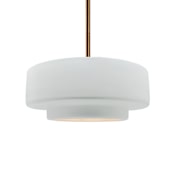 Justice Design Group Radiance Collection - Tier 15" Wide Pendant with Gloss White with Gloss White Interior Shade Brushed Brass