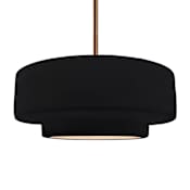 Justice Design Group Radiance Collection - Tier 16" Wide Pendant with Gloss Black with Matte White Interior Shade Brushed Brass