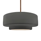 Justice Design Group Radiance Collection - Tier 16" Wide Pendant with Gloss Grey Shade Brushed Brass