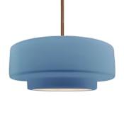 Justice Design Group Radiance Collection - Tier 16" Wide Pendant with Sky Blue Shade Brushed Brass
