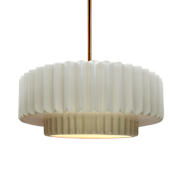 Justice Design Group Radiance Collection - Pleated Tier 15" Wide LED Pendant with Matte White Shade Brushed Brass