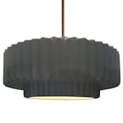 Justice Design Group Radiance Collection - Pleated Tier 16" Wide Pendant with Gloss Grey Shade Brushed Brass