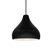 Justice Design Group Radiance 8" Wide Mini Pendant with a Ceramic Carbon Matte Black Shade Brushed Nickel