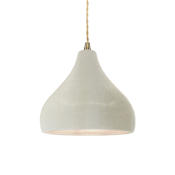 Justice Design Group Radiance 8" Wide Mini Pendant with a Ceramic White Crackle Shade Antique Brass