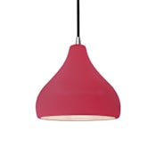 Justice Design Group Radiance 8" Wide Mini Pendant with a Ceramic Cerise Shade Brushed Nickel
