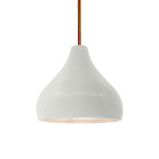 Justice Design Group Radiance 8" Wide LED Mini Pendant with a Ceramic Matte White Shade Brushed Nickel
