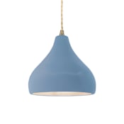 Justice Design Group Radiance 8" Wide Mini Pendant with a Ceramic Sky Blue Shade Antique Brass