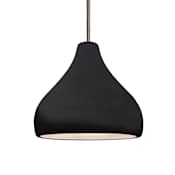 Justice Design Group Radiance 12" Wide LED Pendant with a Ceramic Gloss Black Shade Brushed Nickel