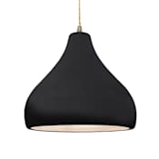 Justice Design Group Radiance 14" Wide Pendant with Twisted Beige Cord and Black Gloss Shade Antique Brass / Gloss Black