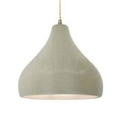 Justice Design Group Radiance 14" Wide Pendant with Twisted Beige Cord with Green Crackle Shade Antique Brass / Celadon Green Crackle