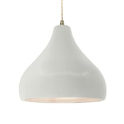 Justice Design Group Radiance 14" Wide LED Pendant with Twisted Beige Cord and Matte White Shade Antique Brass / Matte White
