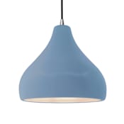 Justice Design Group Radiance 14" Wide Pendant with a Ceramic Sky Blue Shade Brushed Nickel